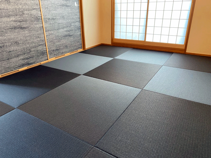 黒でシックに魅せる和モダン空間！ダイケン畳「墨染色」×モダンふすまの施工事例